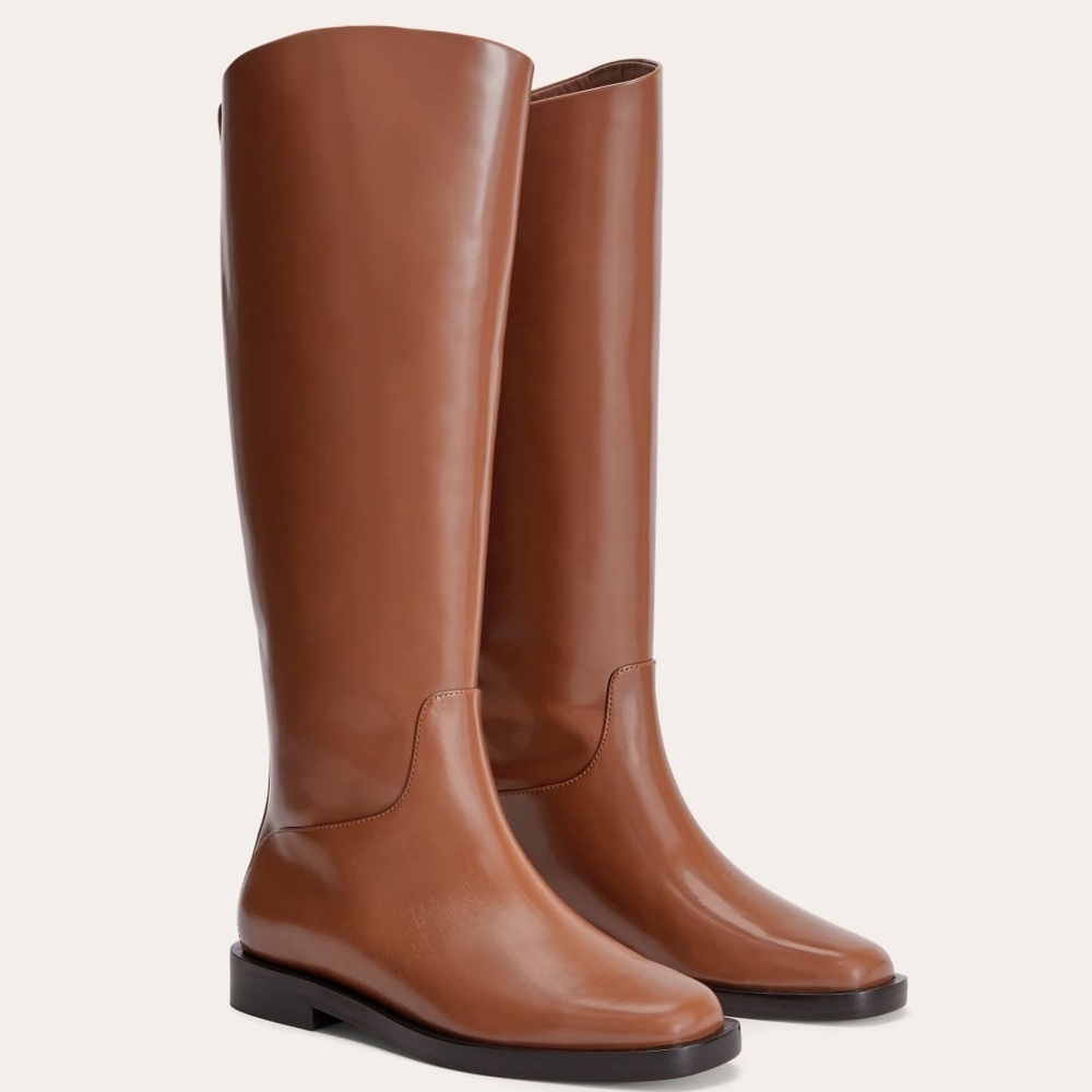 NWT Everlane Knee-High Leather Riding Boots Size 8 Brown